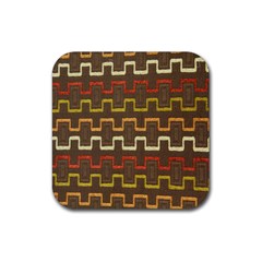 Fabric Texture Vintage Retro 70s Zig Zag Pattern Rubber Coaster (square)  by Simbadda