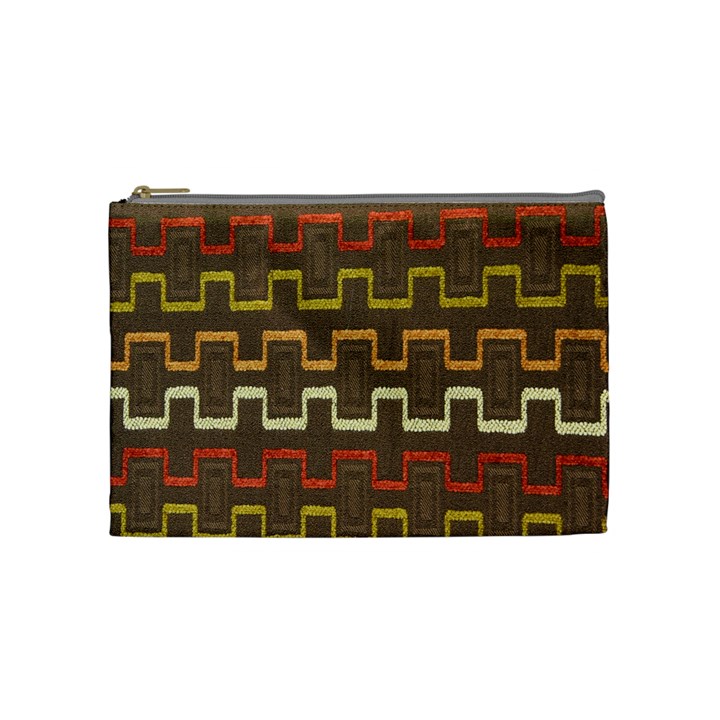 Fabric Texture Vintage Retro 70s Zig Zag Pattern Cosmetic Bag (Medium) 