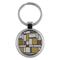 Fabric Textures Fabric Texture Vintage Blocks Rectangle Pattern Key Chains (round)  by Simbadda
