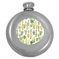 Flowers Pattern Round Hip Flask (5 Oz)