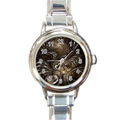 Fractal Art Texture Neuron Chaos Fracture Broken Synapse Round Italian Charm Watch by Simbadda