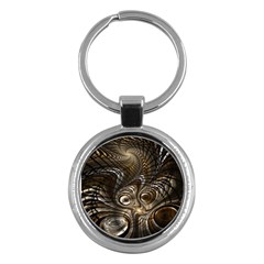 Fractal Art Texture Neuron Chaos Fracture Broken Synapse Key Chains (round)  by Simbadda