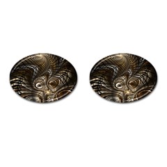 Fractal Art Texture Neuron Chaos Fracture Broken Synapse Cufflinks (oval) by Simbadda