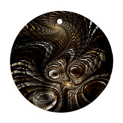 Fractal Art Texture Neuron Chaos Fracture Broken Synapse Round Ornament (two Sides) by Simbadda