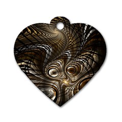 Fractal Art Texture Neuron Chaos Fracture Broken Synapse Dog Tag Heart (two Sides) by Simbadda