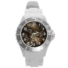 Fractal Art Texture Neuron Chaos Fracture Broken Synapse Round Plastic Sport Watch (l) by Simbadda