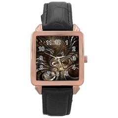 Fractal Art Texture Neuron Chaos Fracture Broken Synapse Rose Gold Leather Watch  by Simbadda