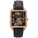 Fractal Art Texture Neuron Chaos Fracture Broken Synapse Rose Gold Leather Watch  Front