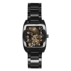 Fractal Art Texture Neuron Chaos Fracture Broken Synapse Stainless Steel Barrel Watch by Simbadda