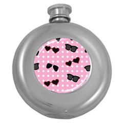 Pisunglass Tech Pink Pattern Round Hip Flask (5 Oz)