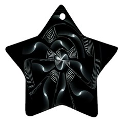 Fractal Disk Texture Black White Spiral Circle Abstract Tech Technologic Ornament (star) by Simbadda