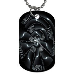 Fractal Disk Texture Black White Spiral Circle Abstract Tech Technologic Dog Tag (one Side) by Simbadda