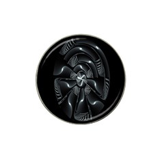 Fractal Disk Texture Black White Spiral Circle Abstract Tech Technologic Hat Clip Ball Marker (10 Pack) by Simbadda
