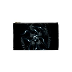 Fractal Disk Texture Black White Spiral Circle Abstract Tech Technologic Cosmetic Bag (small)  by Simbadda