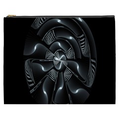 Fractal Disk Texture Black White Spiral Circle Abstract Tech Technologic Cosmetic Bag (xxxl)  by Simbadda