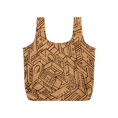 Mechanical Tech Pattern Full Print Recycle Bags (s)  by Simbadda