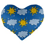 Sunshine Tech Blue Large 19  Premium Heart Shape Cushions Back