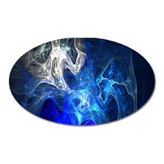 Ghost Fractal Texture Skull Ghostly White Blue Light Abstract Oval Magnet