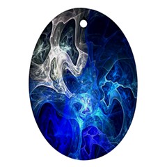 Ghost Fractal Texture Skull Ghostly White Blue Light Abstract Oval Ornament (two Sides) by Simbadda