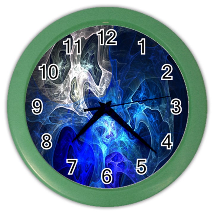 Ghost Fractal Texture Skull Ghostly White Blue Light Abstract Color Wall Clocks