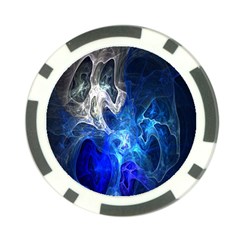 Ghost Fractal Texture Skull Ghostly White Blue Light Abstract Poker Chip Card Guard by Simbadda