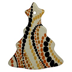 Polka Dot Texture Fabric 70s Orange Swirl Cloth Pattern Christmas Tree Ornament (two Sides) by Simbadda