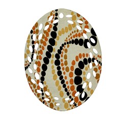 Polka Dot Texture Fabric 70s Orange Swirl Cloth Pattern Ornament (oval Filigree) by Simbadda