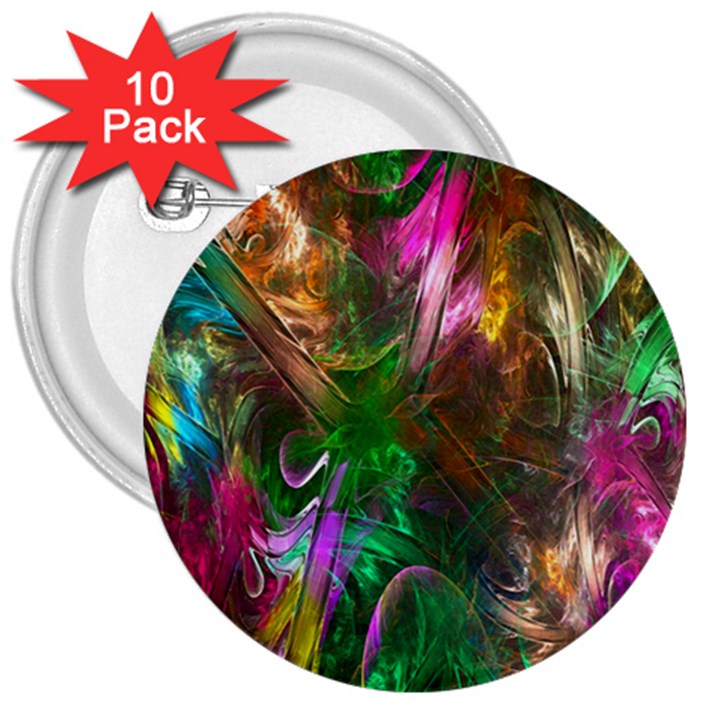 Fractal Texture Abstract Messy Light Color Swirl Bright 3  Buttons (10 pack) 