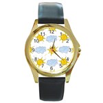 Sunshine Tech White Round Gold Metal Watch Front