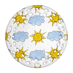Sunshine Tech White Round Filigree Ornament (Two Sides)