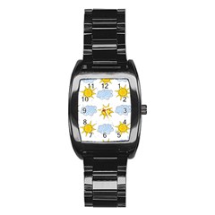 Sunshine Tech White Stainless Steel Barrel Watch