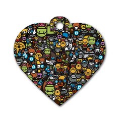 Many Funny Animals Dog Tag Heart (one Side)