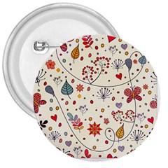 Spring Floral Pattern With Butterflies 3  Buttons