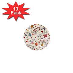 Spring Floral Pattern With Butterflies 1  Mini Buttons (10 pack) 