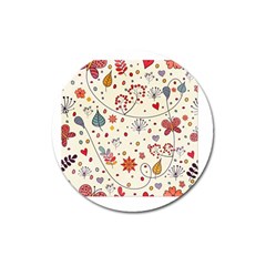 Spring Floral Pattern With Butterflies Magnet 3  (Round)