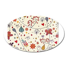 Spring Floral Pattern With Butterflies Oval Magnet