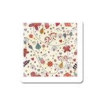Spring Floral Pattern With Butterflies Square Magnet Front