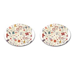 Spring Floral Pattern With Butterflies Cufflinks (Oval)