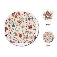 Spring Floral Pattern With Butterflies Playing Cards (Round) 