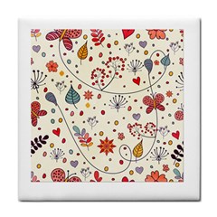 Spring Floral Pattern With Butterflies Face Towel