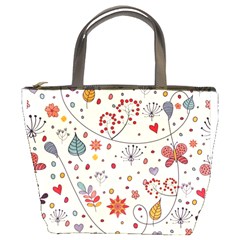 Spring Floral Pattern With Butterflies Bucket Bags