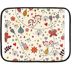 Spring Floral Pattern With Butterflies Double Sided Fleece Blanket (Mini) 