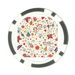 Spring Floral Pattern With Butterflies Poker Chip Card Guard (10 pack)