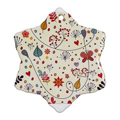 Spring Floral Pattern With Butterflies Snowflake Ornament (Two Sides)