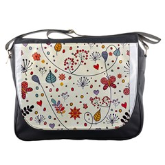 Spring Floral Pattern With Butterflies Messenger Bags