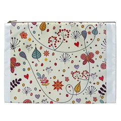 Spring Floral Pattern With Butterflies Cosmetic Bag (XXL) 