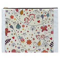 Spring Floral Pattern With Butterflies Cosmetic Bag (xxxl)  by TastefulDesigns