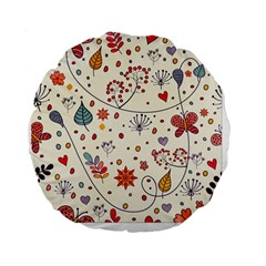 Spring Floral Pattern With Butterflies Standard 15  Premium Round Cushions