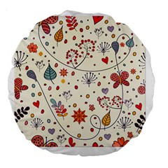 Spring Floral Pattern With Butterflies Large 18  Premium Round Cushions