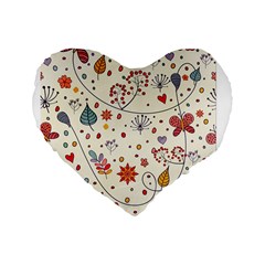 Spring Floral Pattern With Butterflies Standard 16  Premium Heart Shape Cushions